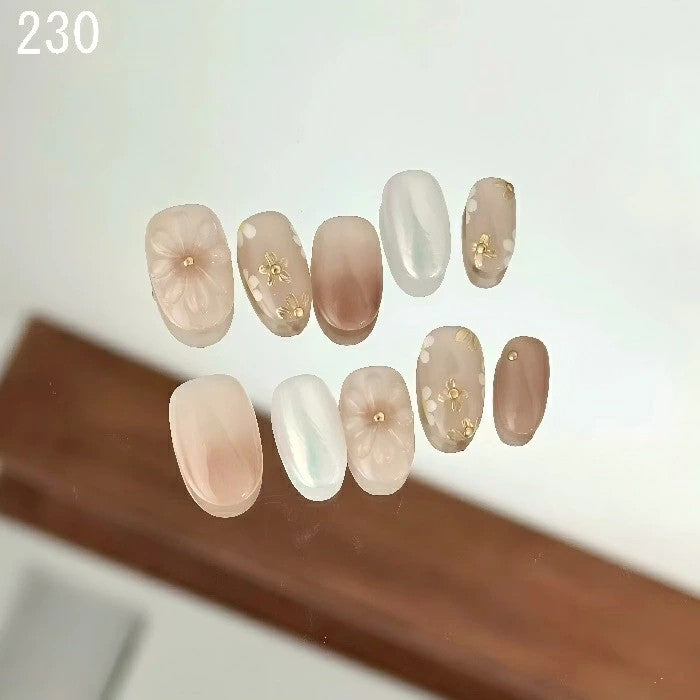 【手作りネイルチップ 3点セット】手作りネイルチップ20種類からおまかせ選択｜ジェル風 付け爪 レディース おしゃれ 大人可愛い シンプル 人気デザイン ネイルセット プレゼント用 送料無料