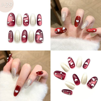 【手作りネイルチップ 3点セット】手作りネイルチップ20種類からおまかせ選択｜ジェル風 付け爪 レディース おしゃれ 大人可愛い シンプル 人気デザイン ネイルセット プレゼント用 送料無料