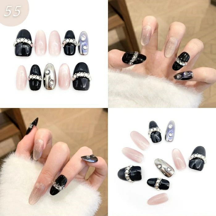 【手作りネイルチップ 3点セット】手作りネイルチップ20種類からおまかせ選択｜ジェル風 付け爪 レディース おしゃれ 大人可愛い シンプル 人気デザイン ネイルセット プレゼント用 送料無料