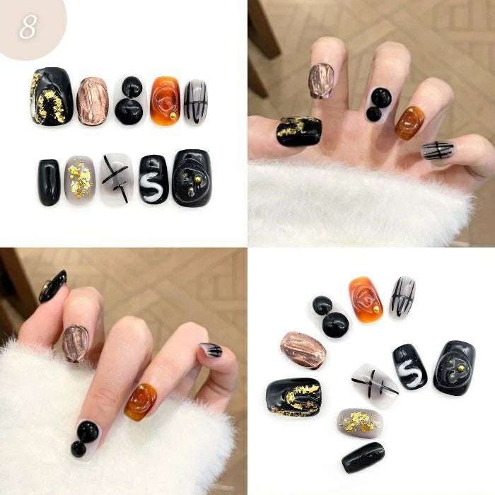 【手作りネイルチップ 3点セット】手作りネイルチップ20種類からおまかせ選択｜ジェル風 付け爪 レディース おしゃれ 大人可愛い シンプル 人気デザイン ネイルセット プレゼント用 送料無料