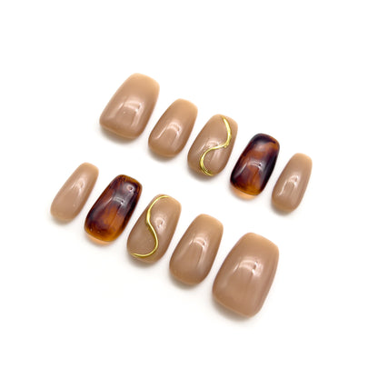 【NEW】大人ネイルチップ 【上品ベージュのべっ甲ネイル】