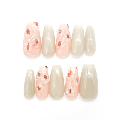 【NEW】ナチュラルネイルチップ 【上品カラーのぷっくりニュアンスネイル】