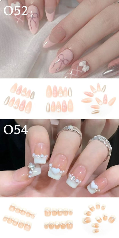 「自由に選べる3点セット」ネイルチップ つけ爪 ジェル風 手描き風 デザイン セット おしゃれ 韓国風 シンプル ガーリー ショート ロング まとめ買い プレゼント用 10種類から選択可能